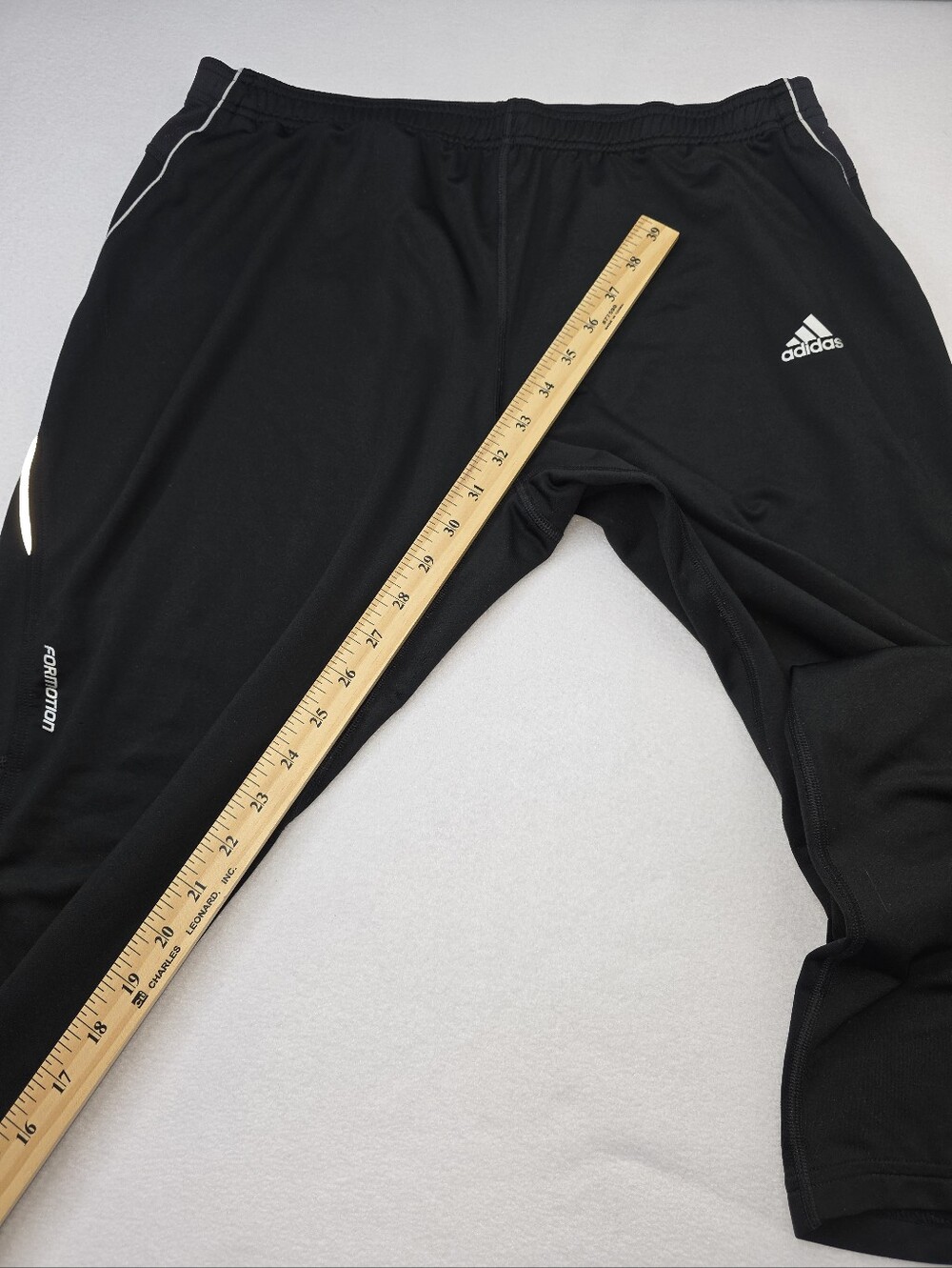 adidas Men's Athletic Joggers Black with White Trim Size Large Lightweight 3759 - Picture 5 of 9